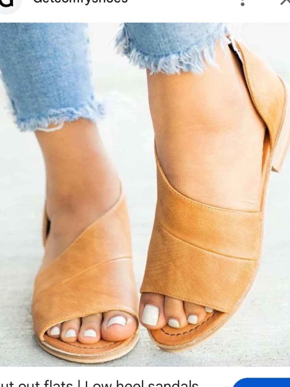 Free People Tan Leather Open Sides Flat Sandals
